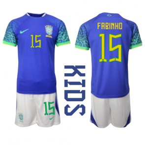 Brazil Fabinho #15 Gostujuci Dres za Dječji SP 2022 Kratak Rukavima (+ kratke hlače)